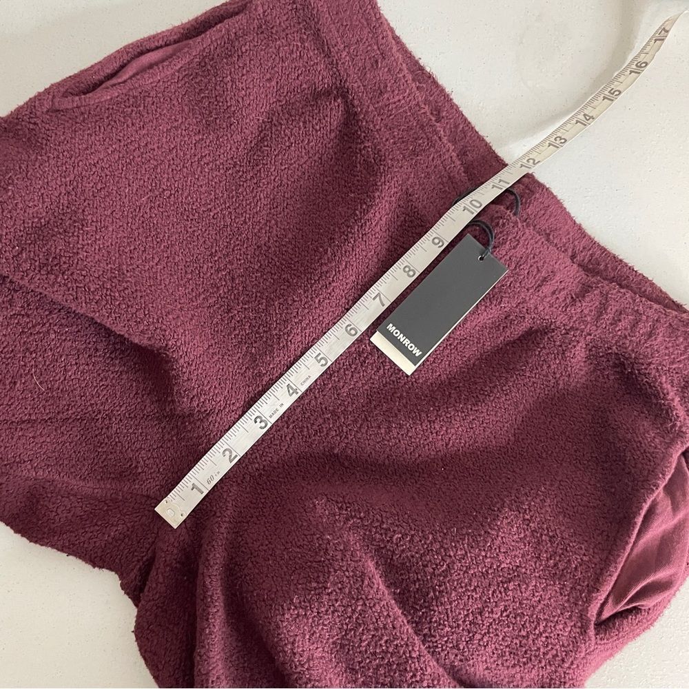 Monrow Teddy Fleece Slouchy Sweatpants Merlot Size Medium New - Picture 16 of 16